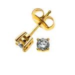 Clous d'oreilles solitaires serti 4 poignées or jaune 750 0,20ct.