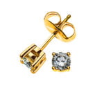 Solitär-Ohrstecker 4-Griff-Fassung Gelbgold 750 0.25ct.