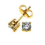 Clous d'oreilles solitaires serti 4 poignées or jaune 750 0.34ct.