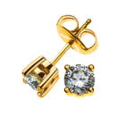 Solitaire ear studs 4-handle setting yellow gold 750 0.50ct.