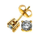 Solitaire ear studs 4-handle setting yellow gold 750 1.00ct.