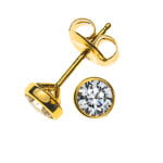 Solitaire ear studs frame setting yellow gold 750 0.33ct.