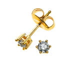 Orecchini a bottone solitario con montatura a 6 maniglie Oro giallo 750 0,10 ct.