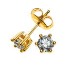 Solitaire ear studs 6-handle setting yellow gold 750 0.34ct.
