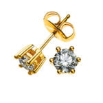 Solitaire ear studs 6-handle setting yellow gold 750 0.50ct.