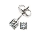 Solitaire ear studs, 4-handle setting, white gold 750 0.16ct.
