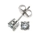 Solitaire ear studs 4-handle setting white gold 750 0.25ct.