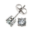 Solitaire ear studs 4-handle setting white gold 750 0.50ct.