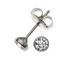Solitaire ear studs frame setting white gold 750 0.20ct.