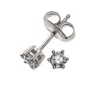 Orecchini a bottone solitario con montatura a 6 maniglie Oro bianco 750 0,10 ct.