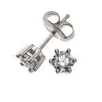 Clous d'oreilles solitaires serti 6 poignées or blanc 750 0.25ct.