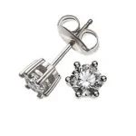 Solitaire ear studs, 6-handle setting, 750 white gold 0.50ct.