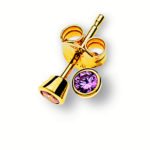 Stud earrings in yellow gold 375 with 2 pink zirconia bezel setting