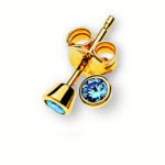 Stud earrings in yellow gold 375 with 2 light blue zirconia bezel setting