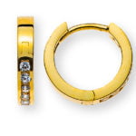 Hinge hoop earrings in yellow gold 375, 11x2mm with 16 zirconias