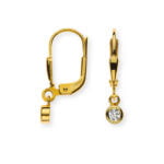 Earrings in yellow gold 375 with 2 white zirconia bezel setting