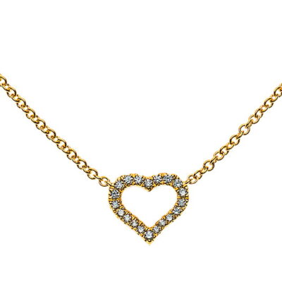 Collier 'Coeur' en or jaune 750 avec 20 diamants taille brillant H SI 0.08ct. 45cm