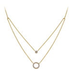 Collier with 2 circles in yellow gold 750 with 27 brilliant-cut diamonds H SI 0.14ct. 40-42cm