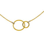 Collier Doppelkreis Gelbgold 750 mit 6 Brillanten H SI 0,02ct. 45cm
