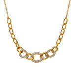 Necklace "Panzer" 750 yellow gold with 42 brilliant-cut diamonds H SI 0.16ct. 45cm