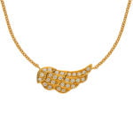 Collana "Ala d'angelo" in oro giallo 750, 45cm con 27 diamanti taglio brillante H SI 0.10ct.