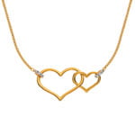 Collier "Doppelherz" Gelbgold 750, 45cm mit 6 Brillanten H SI 0,02ct.