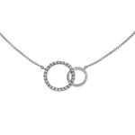 Collier doppio cerchio in oro bianco 750 con 25 diamanti taglio brillante H SI 0,12ct. 45 cm