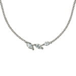 Collier in oro bianco 750, 45 cm con 3 diamanti marquise H SI 0,17 ct.