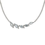 Collier in oro bianco 750, 45 cm con 5 diamanti marquise H SI 0,30 ct.