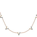 Collier red gold 750 with 5 "V" with 30 diamonds H SI 0.11ct. 45cm