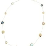 Collier en or jaune 750 avec 2 quartz bleus de Londres, 2 topazes bleues et
