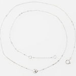 Collier ancre miroir or blanc 750 avec 1 boule 5mm, 45cm