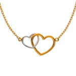 Collana "Due Cuori" taglio ancora oro giallo 375, 45cm, parzialmente rodiata