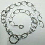 Collier Navette or blanc 750, artisanal, 63cm