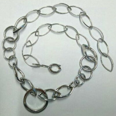 Collier Navette white gold 750, handcraft, 63cm
