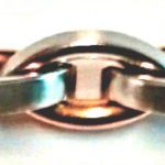 Collier Navette Bicolor (oro rosso-bianco) 750 artigianale 45cm