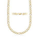 Collier Figaro 3+1 diamanté or jaune 750, semi-massif,