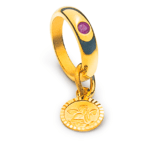 Pendente Battesimo in oro giallo 750/18k con Rubino rosso