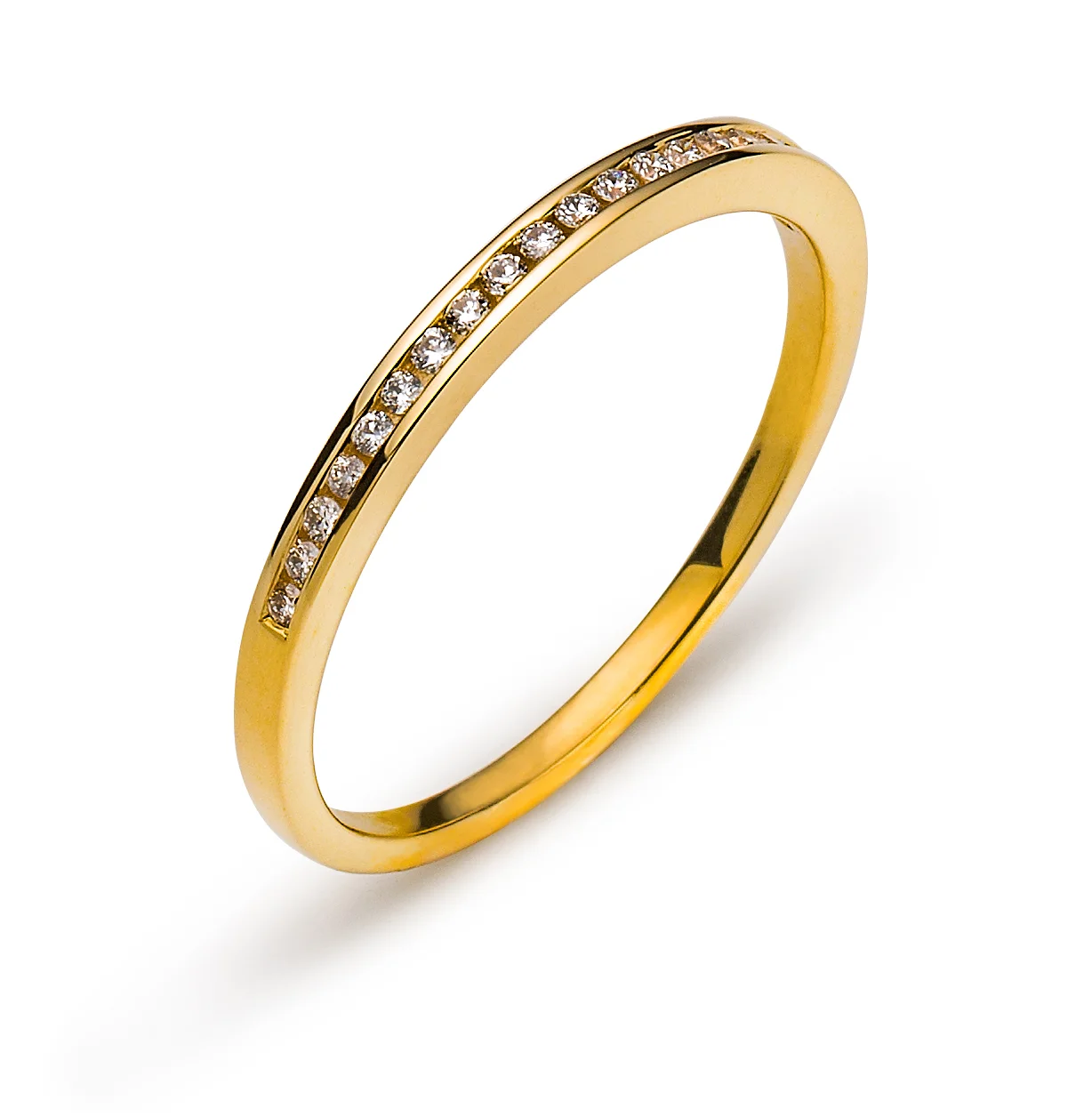 Ring yellow gold 750 with 19 diamonds H SI 0.09ct. – Image 1