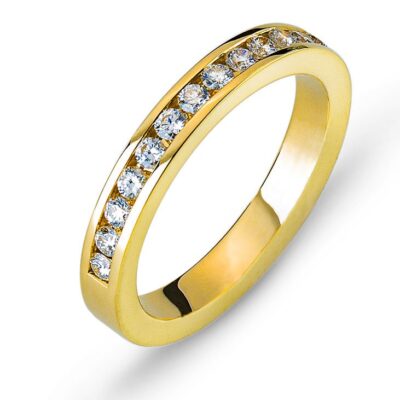 Rivière ring yellow gold channel setting 750