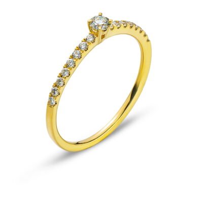 Anello oro giallo 750 16 diamanti H SI Totale 0,22 ct. & 1 brillante H SI 0,25 ct.