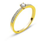 Ring Gelbgold 750 mit 18 Diamanten H SI Tot. 0,10 ct. & 1 Brillant H SI 0,15 ct.