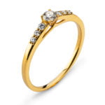 Anello in oro giallo 750 con 6 diamanti H SI Tot. 0,12 ct. e 1 brillante H SI 0,25 ct.