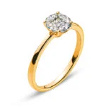 Bague en or jaune 750 avec 4 diamants marquise G VS 0,37 ct. & 1 Diamant Princesse