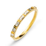 Anello Rivère in oro giallo 750 con 7 diamanti baguette H SI 0.23ct.