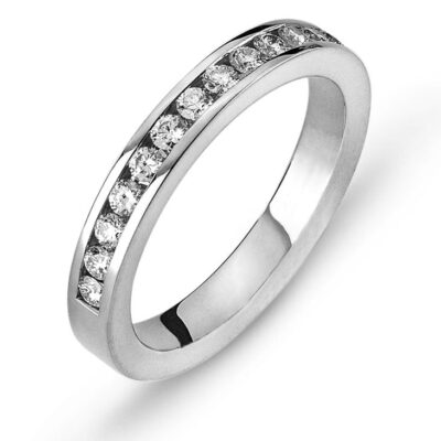 Anello Rivière in oro bianco con canale incastonato 750