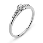 Bague or blanc 750 avec 6 diamants H SI Tot. 0.11ct. & 1 brillant H SI 0,14 ct.