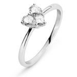 Bague en or blanc 750 avec 2 gouttes de diamants G VS 0,26 ct. & 1 princesse