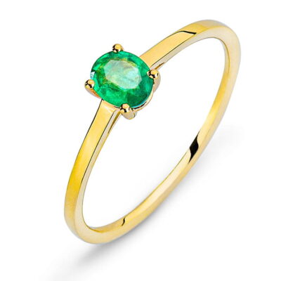 Bague en or jaune 750 avec émeraude 0,33 ct.
