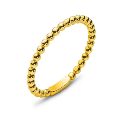 Bague or jaune 750, anneau boule, 1,65 mm